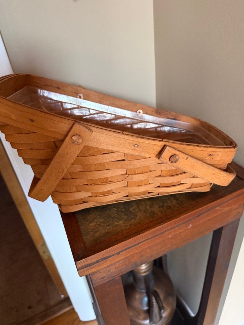 Longaberger Woven Wood Planter Basket in Light Brown
